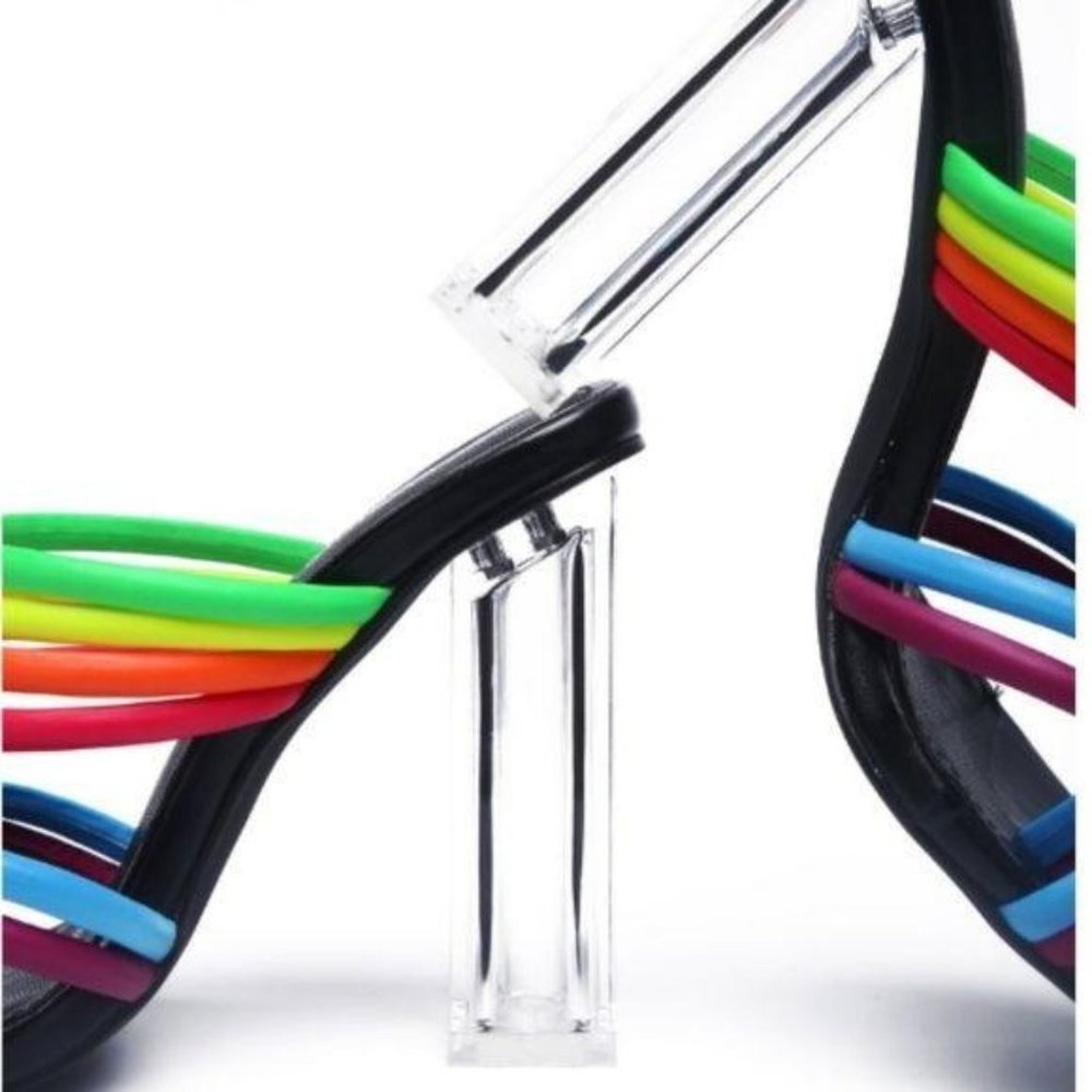 Multicolor Strappy Block Heel Sandals - Picture 2 of 8